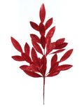 Floral Home by Artificial Flowers 21" Red Glitter Bay Leaf Spray - Set of 36, Vibrant Holiday Accents, Ideal for Christmas Decor & Floral Arrangements - Perfect for Home, Office