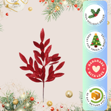 Floral Home by Artificial Flowers 21" Red Glitter Bay Leaf Spray - Set of 36, Vibrant Holiday Accents, Ideal for Christmas Decor & Floral Arrangements - Perfect for Home, Office