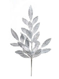 21" Silver Glitter Bay Leaf Spray - Pack of 36 - Sparkling Decorative Foliage for Crafts and Events, Floral Home by Artificial Flowers