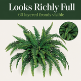48" Artificial Boston Fern Plant with 60 Silk Fronds – Lush Indoor/Outdoor Greenery Decor