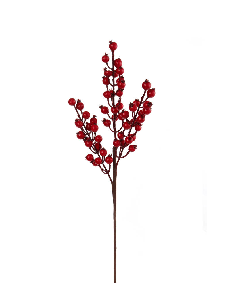 Artificial Christmas Red Berry Pick, 18" - Festive Holiday Decor, Set of 24 Pieces - Perfect for Wreaths, Garlands, and Centerpieces