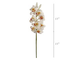 Elegant 30" Lifelike White Cymbidium Orchid - Silk Floral Centerpiece for Home and Event Decor, Floral Home by Artificial Flowers