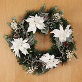 16-Inch Premium Frosted Poinsettia Pine Spray - Elegant Artificial Christmas Floral Accent - Winter Wonderland Iced Flower Stems for Festive Holiday Centerpieces and Wreaths