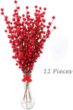 Floral Home by Artificial Flowers Vibrant Set of 48 - 19-Inch Red Berry Sprays with 35 Berries Each, Ideal for Floral Arrangements, Christmas Crafts & Seasonal Decorations