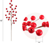 Lush 18-Inch Red Berry Artificial Spray - Vibrant Decorative Berry Branch for Home Decor, Crafting, and Holiday Decorations