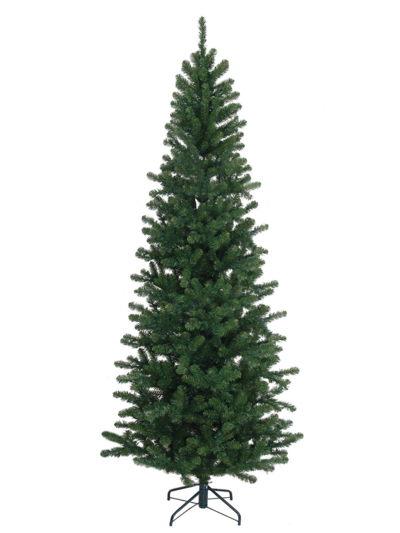 9' Northern Spruce Pencil Tree - Realistic Look - Slim and Space-Saving - 1083 Tips - 44" Diameter - Green Color - Ideal for Small Spaces - Christmas Tree - 1 Piece