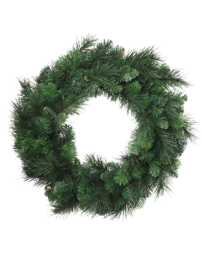 24-Inch Deluxe Evergreen Double-Sided Wreath - Pack of 12 - 150 Tips - Realistic Artificial Christmas Wreath for Front Door, Holiday Decor, Indoor and Outdoor Use