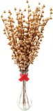 Gold Holly Berry Stems with 35 Lifelike Berries | 17-Inch | Holiday Xmas Accents | Trees, Wreaths, & Garlands | Gift Wrapping | Christmas Berries | Home & Office Decor (Set of 24)