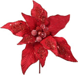 Red Velvet Poinsettia Flower Stem | 11