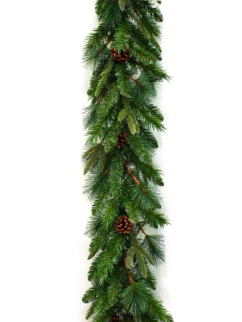 9'x14" PU Angel Pine Cone Garland - 266 Tips - 9 Cones - 6 Pieces - Artificial Pine Garland - Holiday Decoration - Christmas Garland