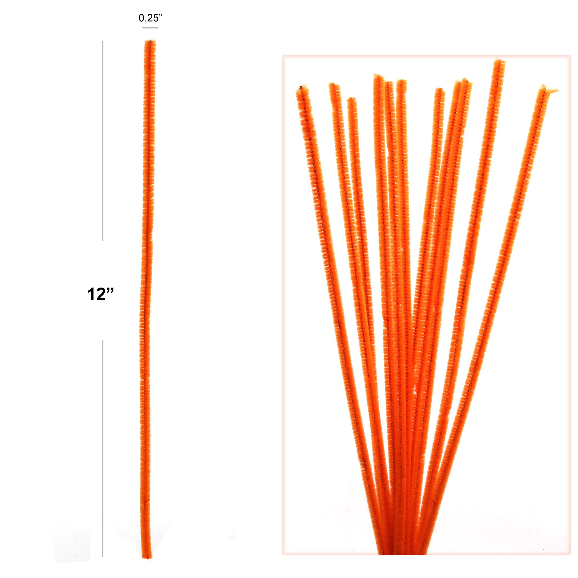 Vibrant Artificial Orange Chenille Stems - Premium Craft Pipe Cleaners for DIY Decor, Art Projects, and Creative Activities - Eco-Friendly & Reusable
