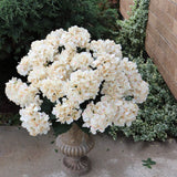 Hydrangea Silk Flower Bush, Seven Heads Per Bush, UV Resistant, Indoor & Outdoor Silk Plant, Adjustable Stem, Rich Green Leaves, Wedding,