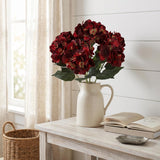 Artificial Silk Hydrangea Flower Stem, UV-Resistant, Burgundy, 20", 1 Piece