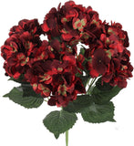Artificial Silk Hydrangea Flower Stem, UV-Resistant, Burgundy, 20", 1 Piece