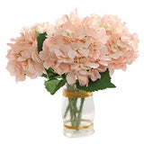 Pink 27" Hydrangea with 2 Leaves - Add a Touch of Elegance with our Lifelike Pink Artificial Hydrangea, Perfect for Home Decor, Events, and DIY Arrangements
