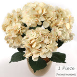 UV Light Beige Hydrangea Bush with 7 Silk Flowers & Leaves, Floral Home by Artificial Flowers