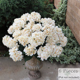 UV Light Beige Hydrangea Bush with 7 Silk Flowers & Leaves, Floral Home by Artificial Flowers