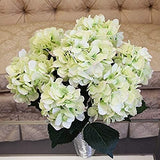 Artificial Silk Hydrangea Bush, Green, 7 Blooms, 20", UV-Resistant