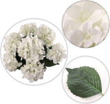 Artificial Silk Hydrangea Bush, White, 7 Blooms, 20", UV-Resistant