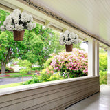 Artificial Silk Hydrangea Bush, White, 7 Blooms, 20", UV-Resistant