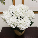 Artificial White Hydrangea Bush with 7 Silk Sprays, Floral Home by Artificial Flowers