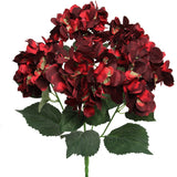 21" Artificial Hydrangea Bush with 5 Heads - Burgundy - Realistic Faux Hydrangeas for Home Decor and Floral Arrangements - Vibrant Blooms for Weddings, Parties, and Events, Floral Home by Artificial Flowers