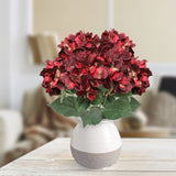 21" Artificial Hydrangea Bush with 5 Heads - Burgundy - Realistic Faux Hydrangeas for Home Decor and Floral Arrangements - Vibrant Blooms for Weddings, Parties, and Events, Floral Home by Artificial Flowers