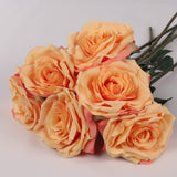 Premium Apricot Silk Artificial Roses - Set of 6 with 20" Long Stems - Perfect for Bridal Bouquets, Wedding, Party Centerpiece Decorations