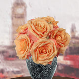 Premium Apricot Silk Artificial Roses - Set of 6 with 20" Long Stems - Perfect for Bridal Bouquets, Wedding, Party Centerpiece Decorations