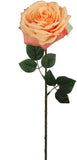 Premium Apricot Silk Artificial Roses - Set of 6 with 20