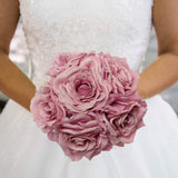 Premium Lilac Silk Artificial Roses for Bridal Bouquet - Wedding & Party Centerpiece Flower Decoration - Set of Six Roses with 20" Long Stems - Realistic and Elegant Faux Roses