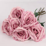 Premium Lilac Silk Artificial Roses for Bridal Bouquet - Wedding & Party Centerpiece Flower Decoration - Set of Six Roses with 20" Long Stems - Realistic and Elegant Faux Roses