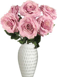 Premium Lilac Silk Artificial Roses for Bridal Bouquet - Wedding & Party Centerpiece Flower Decoration - Set of Six Roses with 20