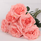 Pink Silk Roses – 6-Pack, 20" Long Stems for Home Vases, Weddings & Floral Arrangements