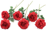 Red Roses - 6 Artificial Silk Roses with 20" Stems - Ideal for Centerpieces, Wedding Decor, Home & Event Decorations - Lifelike, Blooms for Every Occasion