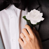 Elegant White Silk Roses - Premium Artificial Flowers, Pack of 6 - Ideal for Bridal Bouquets, Weddings, Party Centerpieces