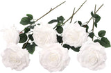 Elegant White Silk Roses - Premium Artificial Flowers, Pack of 6 - Ideal for Bridal Bouquets, Weddings, Party Centerpieces