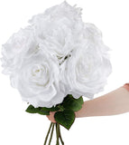 Elegant White Silk Roses - Premium Artificial Flowers, Pack of 6 - Ideal for Bridal Bouquets, Weddings, Party Centerpieces
