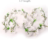 Artificial Silk Cherry Blossom Garland 4.5 ft, White & Green – 3 Pack