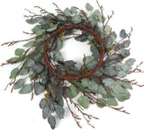 24" Eucalyptus Wreath | Handcrafted Greenery | Perfect for Indoor/Outdoor, All-Season Decor | Lifelike & Durable