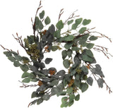 24" Eucalyptus Wreath | Handcrafted Greenery | Perfect for Indoor/Outdoor, All-Season Decor | Lifelike & Durable