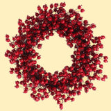 Floral Home by Artificial Flowers Red Hawthorn Berry Wreath, 22" Wide, Set of 2, Indoor/Outdoor Use, Holiday Xmas Accents, Christmas Wreaths for Home & Office Decor