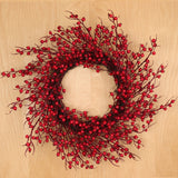 22" Red Rosehip Berry Wreaths - Set of 2, Lifelike Artificial Holiday Décor, Perfect for Front Door, Mantel & Wall - Christmas & Winter Accent , Floral Home by Artificial Flowers