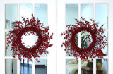 22" Red Rosehip Berry Wreaths - Set of 2, Lifelike Artificial Holiday Décor, Perfect for Front Door, Mantel & Wall - Christmas & Winter Accent , Floral Home by Artificial Flowers