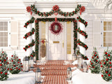 Artificial Rosehip Berry Wreath, Red, 22 Inch Front Door Decor Wreath