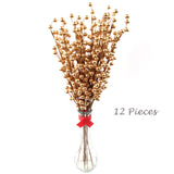 Floral Home by Artificial Flowers Set of 48: 17" Artificial Gold Holly Berry Sprays, 35 Lifelike Berries, Festive Holiday Decor, Christmas Tree, Wreaths, Garlands, Home & Office Accent