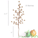 Floral Home by Artificial Flowers 24 Artificial Gold Berry Stem Picks, Decorative Wire Stem, Festive Holiday Decoration, Christmas Tree or Wreath Embellishment