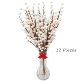 17" White Holly Berry Stems - Set of 48, 35 Realistic Berries, Ideal Christmas Picks for Wreaths, Trees & Garlands - Holiday Décor Accent, Floral Home by Artificial Flowers