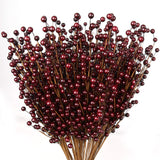 Floral Home by Artificial Flowers Set of 24: Burgundy Holly Berry Stems with 35 Lifelike Berries | 17-Inch | Festive Holiday Decor | Trees, Wreaths, & Garlands | Christmas Picks | Home & Office Decor