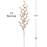 Floral Home by Artificial Flowers 24" Gold Holly Berry Stems, 24-Pack, 35 Realistic Berries per Stem, Perfect for Wreaths, Trees & Garlands, Festive Holiday Decor